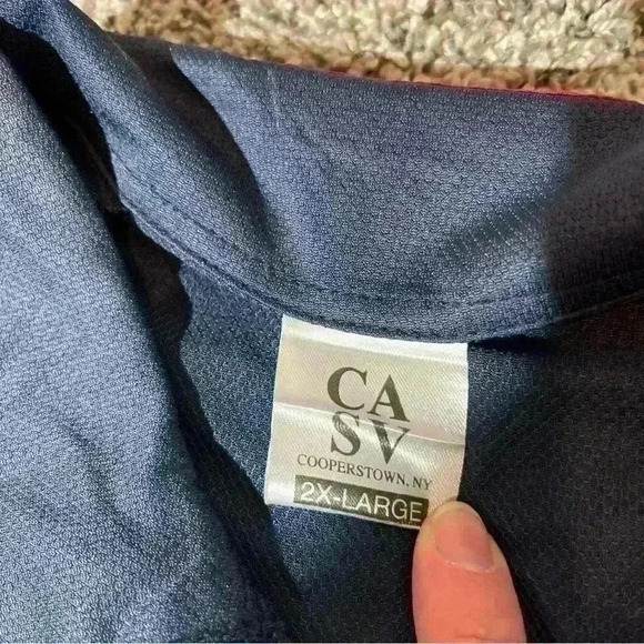 Cooperstown All Star Village Men 2XL Polo Shirt Baseball Red Stitch Navy - Picture 6 of 9